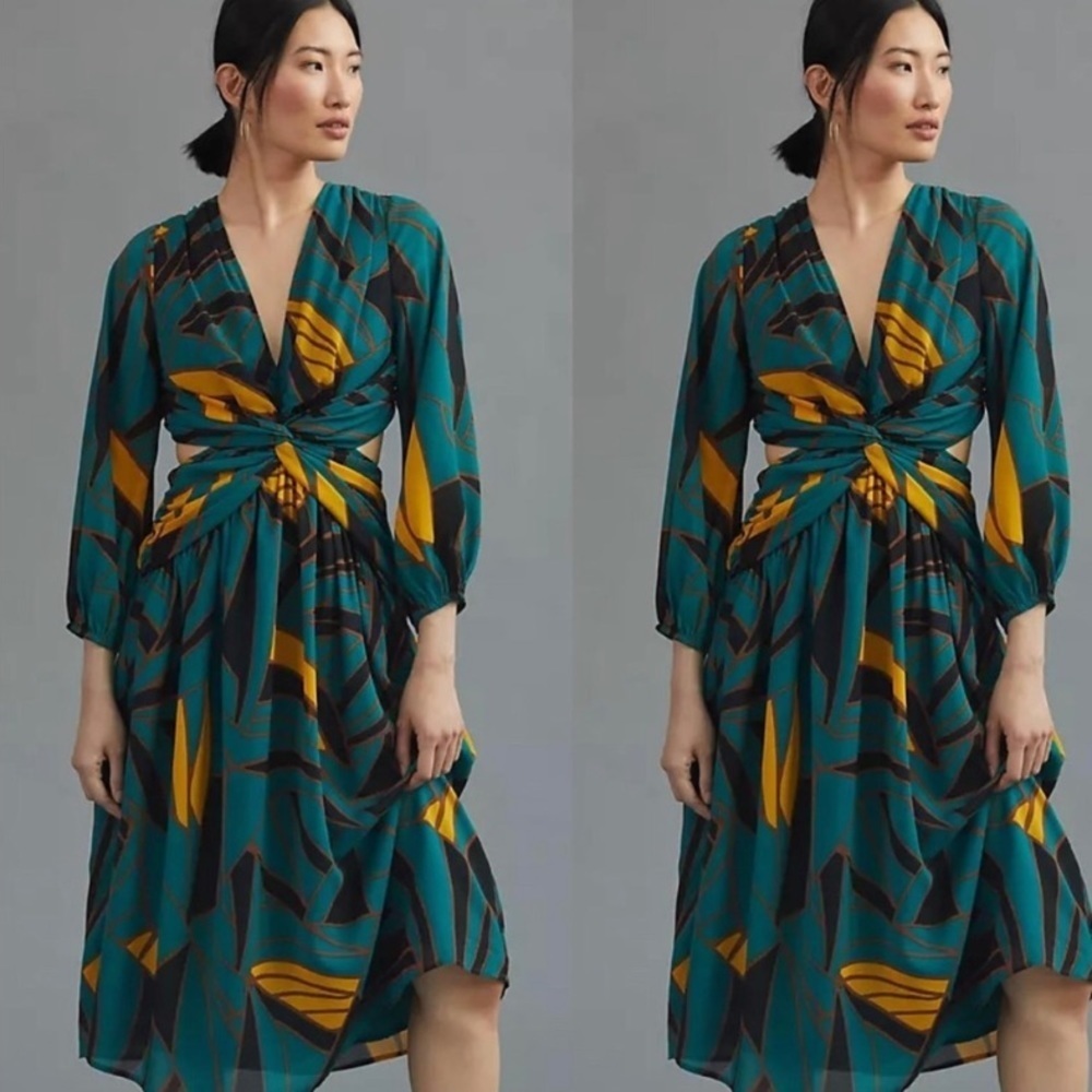 Anthropologie Ranna Gill printed Floral cut out dress new xs